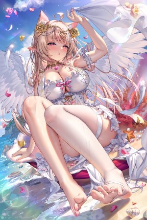 sannio,兽耳,garter,猫耳,No-Bra,尖耳,看穿,掀裙,丝袜,翅膀
