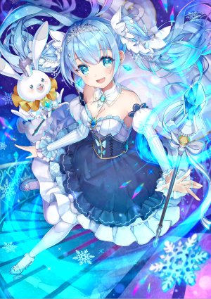 初音ミク,雪ミク,VOCALOID,cleavage,连衣裙