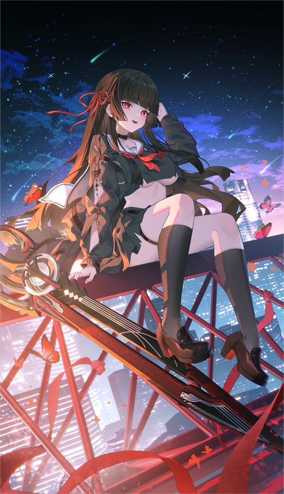 鸣潮 Chisa 黑翼丶深夏 Single 长发 長身像 视线正对 前发