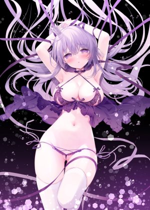 ひさぎ,bra,breasts,cleavage,lingerie,长发,视线正对,露脐,胖次,紫色眼,紫发,single,丝袜,下着,白丝