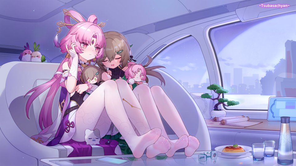 符玄 青雀 崩壞：星穹鐵道 翼つばさ 臉紅 茶發 漢服 長發
