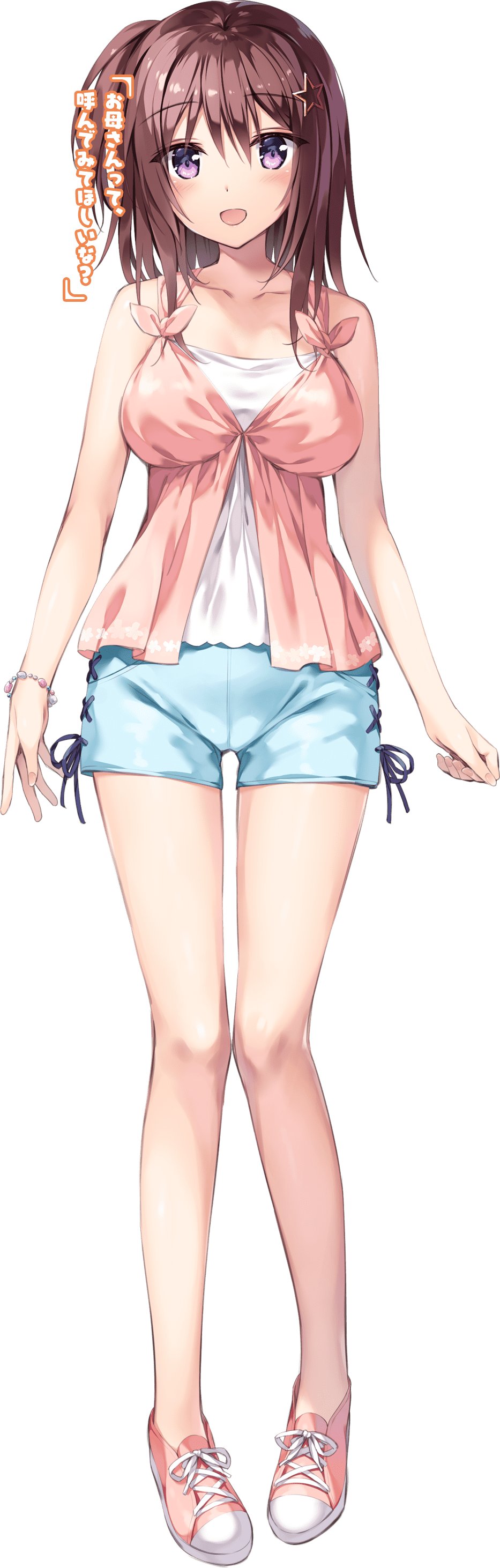 Sakurai_Iyo Bosei_Kanojo_2_-chisei_Houkai-hen- 露肩 脸红 手镯 Breasts 茶发 全身