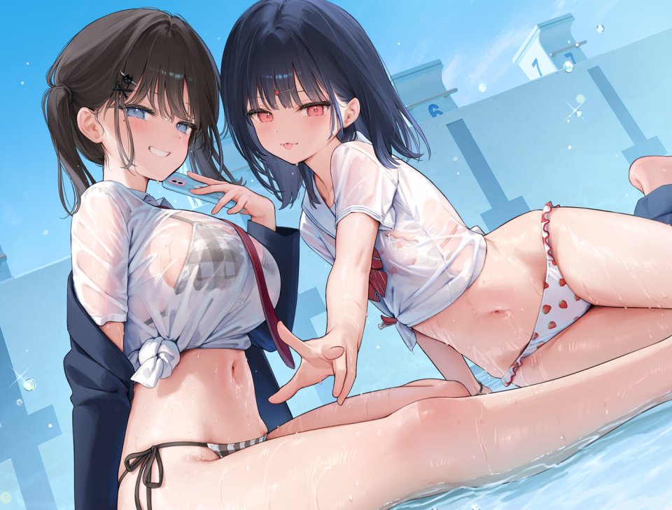 原创 Mignon 水着 黑发 碧眼 脸红 Breasts 发饰