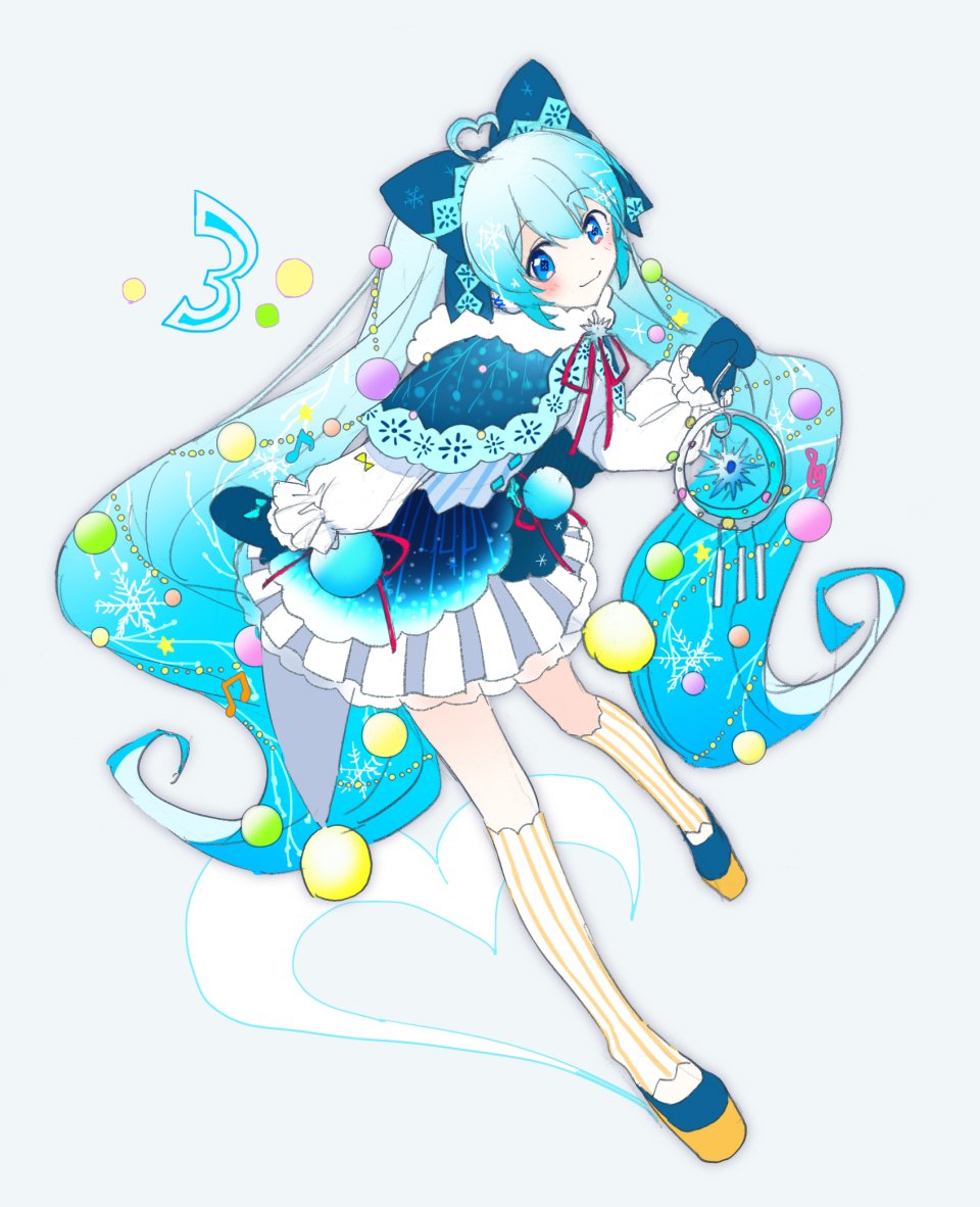 初音ミク 雪ミク VOCALOID Agonasubi 呆毛 碧眼 青发 全身