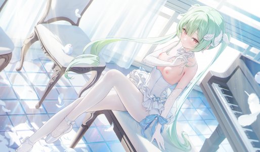 ほうき星,breasts,连衣裙,萝莉,nipples,No-Bra,裤袜
