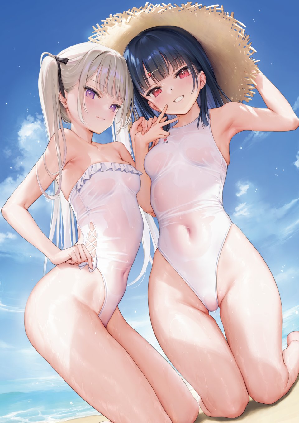 原创 Mignon 露肩 黑发 脸红 Breasts 跪姿 长发