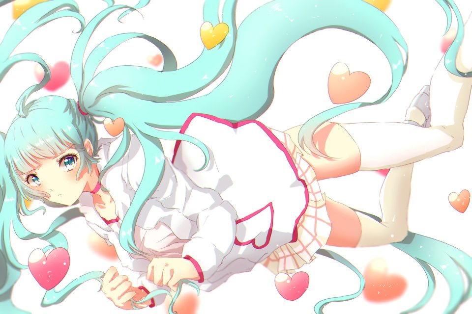 VOCALOID 初音ミク Najuco Single 视线正对 Highres 前发 白背景