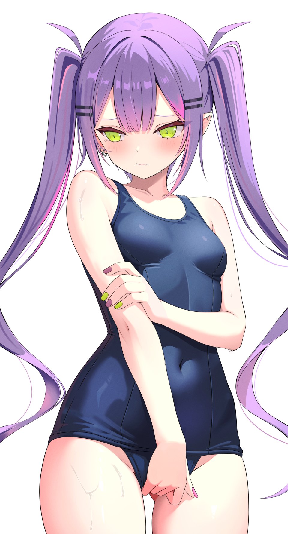 常暗トワ Hololive 猫乃介 Breasts 绿色眼 发饰 长发 粉发