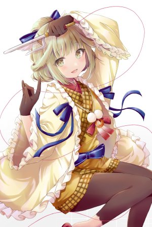 魔法少女まどか☆マギカ,魔法纪录：魔法少女小圆外传,Shaft,hiroe_chiharu,ramunezake,single,長身像,脸红,视线正对,短发,開いた口,前发,笑顔,绿色眼,holding,和服,传统服装