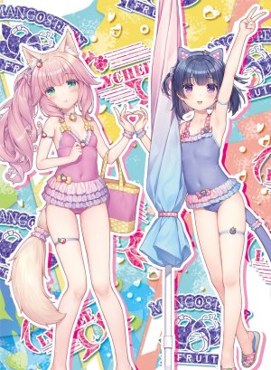 フレーズ,水無月時雨,ネコぱら,sayori,铃,黑发,脸红,breasts,cameltoe,猫娘,猫尾,cleavage,项圈,长发,開口,粉发,马尾辫,短发,笑顔,single,泳装,雨伞