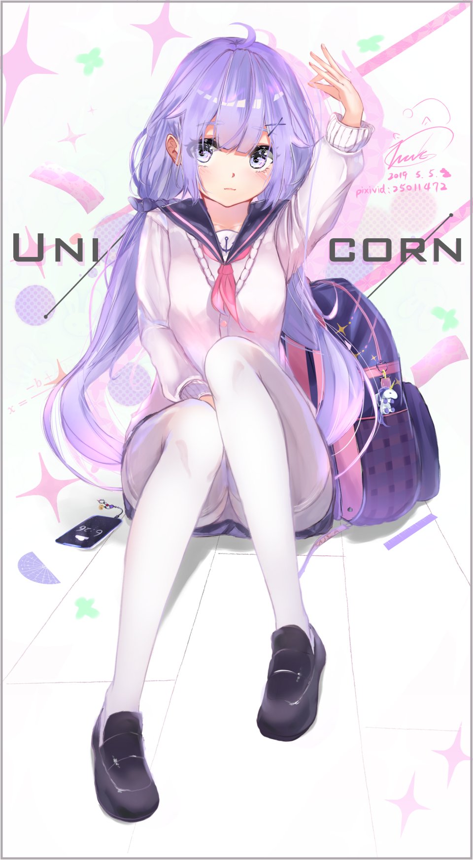 Unicorn 碧蓝航线 Teratsuki 前发 发饰 长发 黑丝 紫色眼