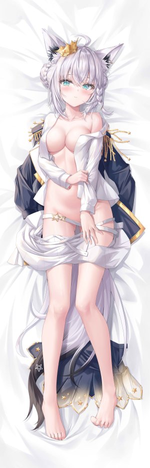 白上フブキ,Hololive,紫月瑠璃,兽耳,breasts,狐娘,Vtuber,抱枕