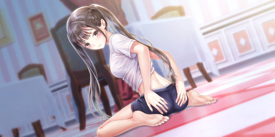 安住菜菜花 岸田メル 蔚蓝反射_灿 裸足 横乳 黑发 脸红 Breasts