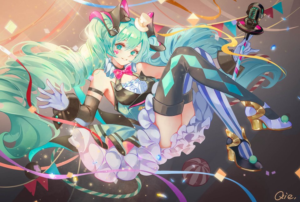 VOCALOID 魔法未来演唱会 初音ミク Qie 长发 Single 视线正对 双马尾