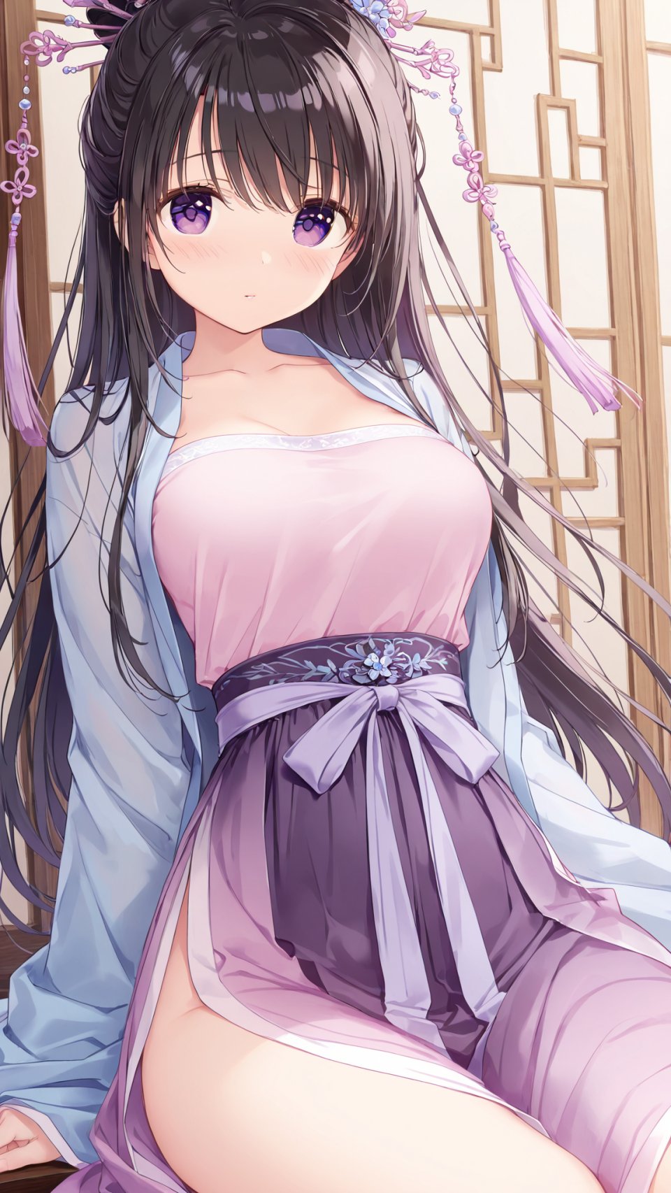 Tkz 女孩子 汉服 茗安 黑发 AI生成图