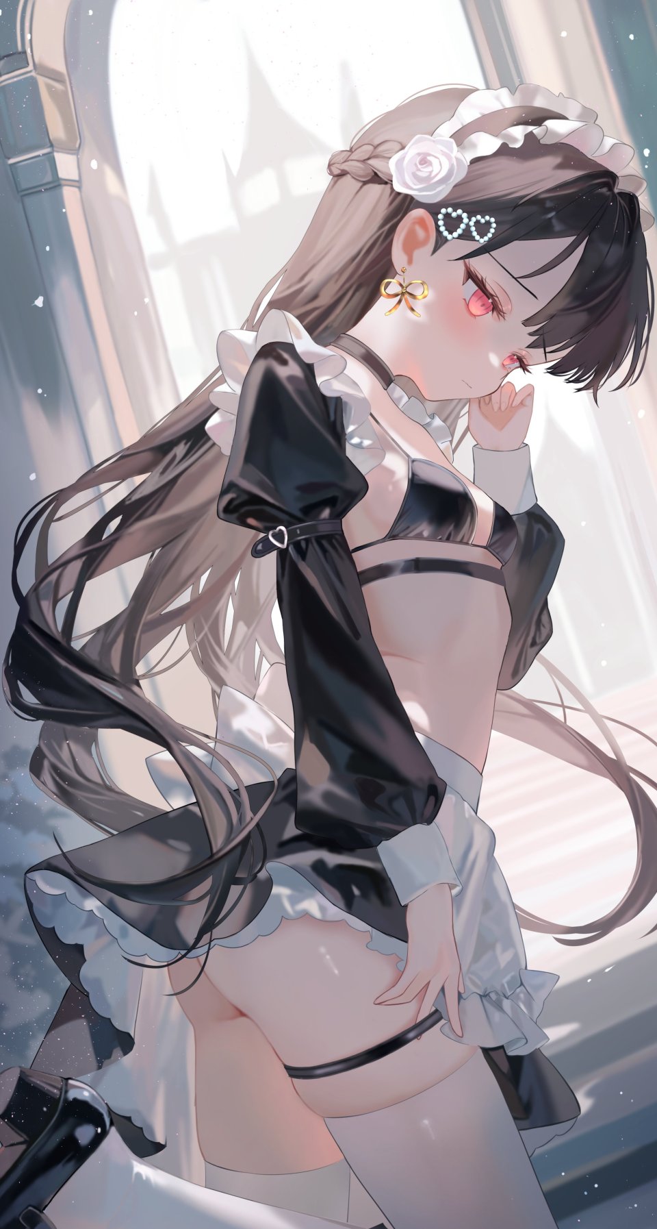 原创 Moemoepiano 围裙 水着 黑发 三股辫 Breasts 项圈