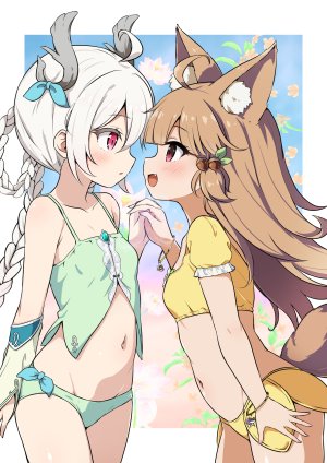 maplestory,beast_tamer,lynn,nekono_rin,长发,長身像,前发,脸红,breasts,開口,笑顔,红色眼,茶发,兽耳,银发,呆毛,直刘海,少女,露脐,发饰,下着,胖次,手镯