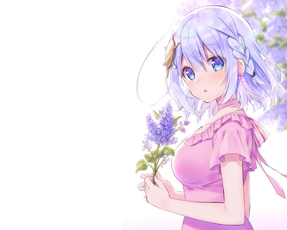 住咲ゆづな 原创 青发 项圈 缎带 短发 White