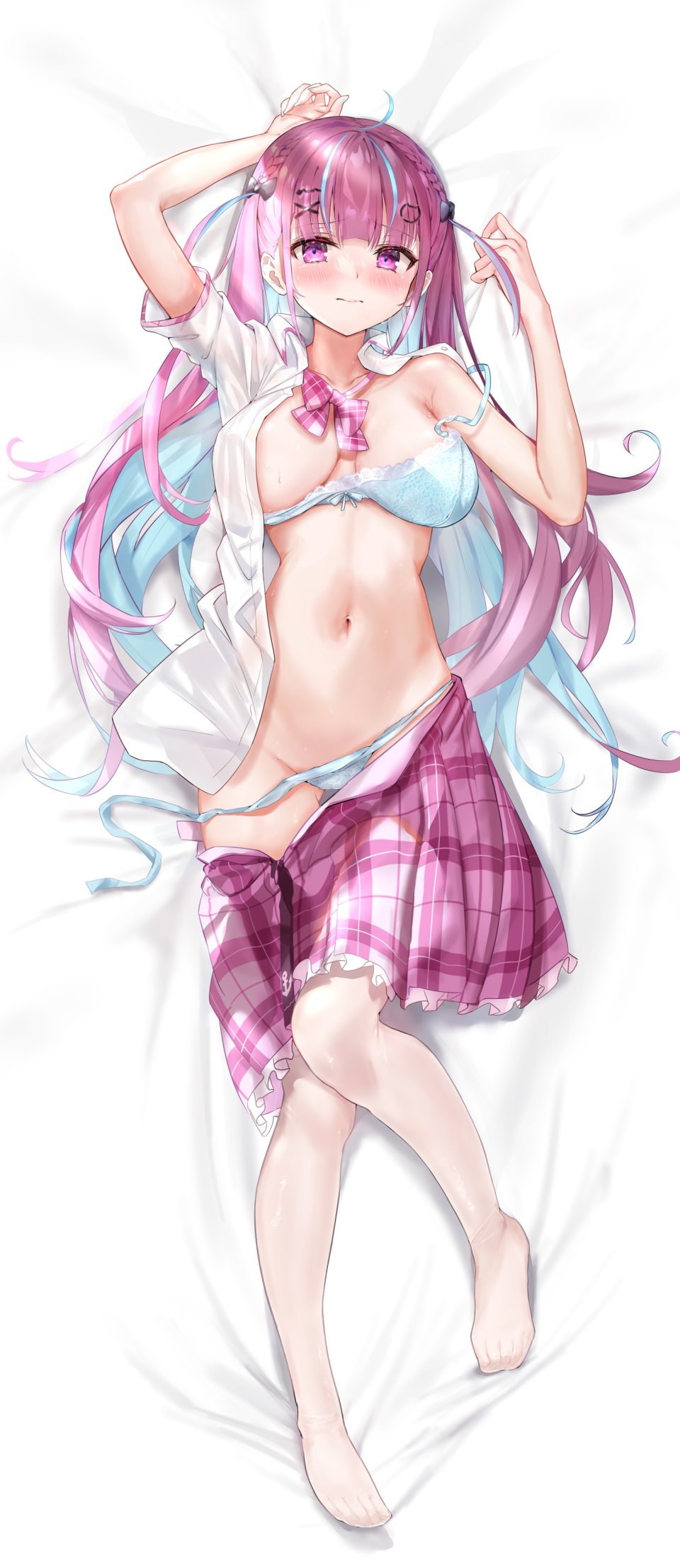 麦うさぎ 湊あくあ Hololive Bra 抱枕 胖次 Panty_Pull 看穿
