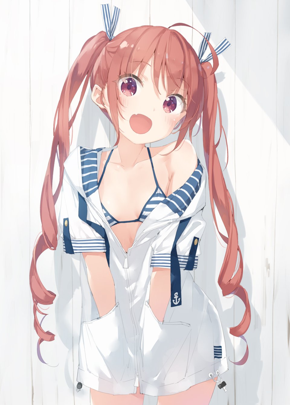葉月ワトラ 原创 Peko 呆毛 前发 水着 脸红 露胸