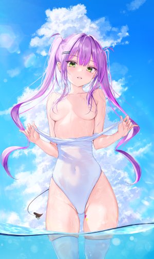 red_o7,常暗トワ,Hololive,breasts,看穿,泳装,丝袜,脱衣