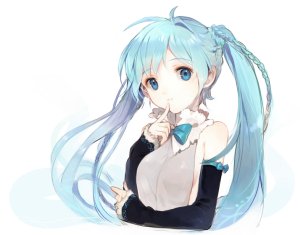 初音ミク,VOCALOID,kuzuvine,前发,露肩,碧眼,青发,三股辫,胸部,长发,视线正对,横乳,single,双马尾,白背景