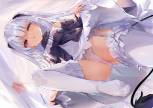 玉之けだま,chloe_lilith_stella,原创,脸红,魔鬼,吊带袜,哥特萝莉,萝莉,萝裙,长发,胖次,Stockings,サキュバス,下着,白发,signed