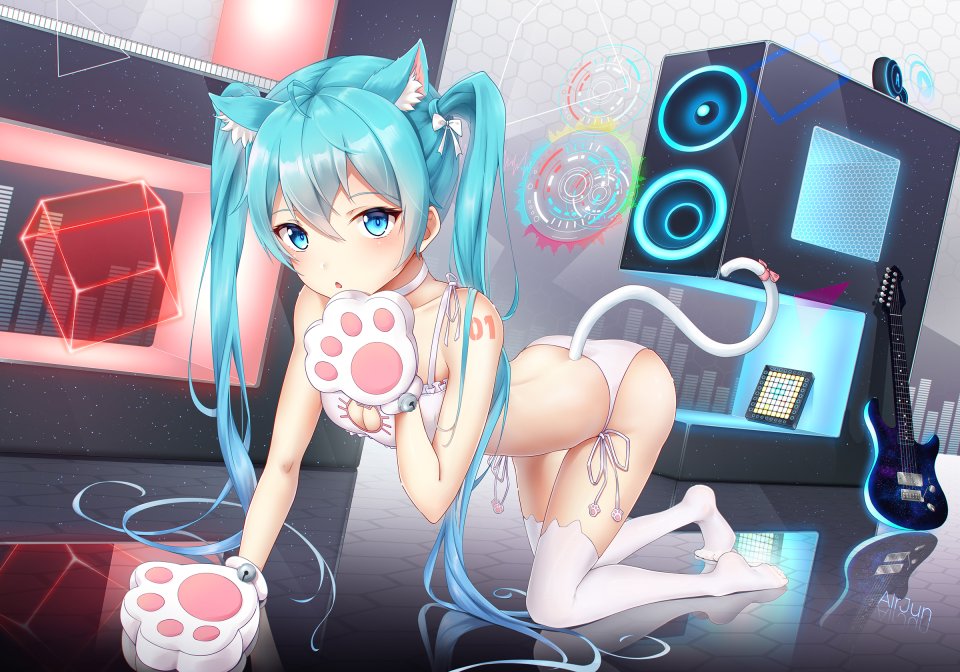 Airjun 初音ミク VOCALOID 猫娘 长发 双马尾