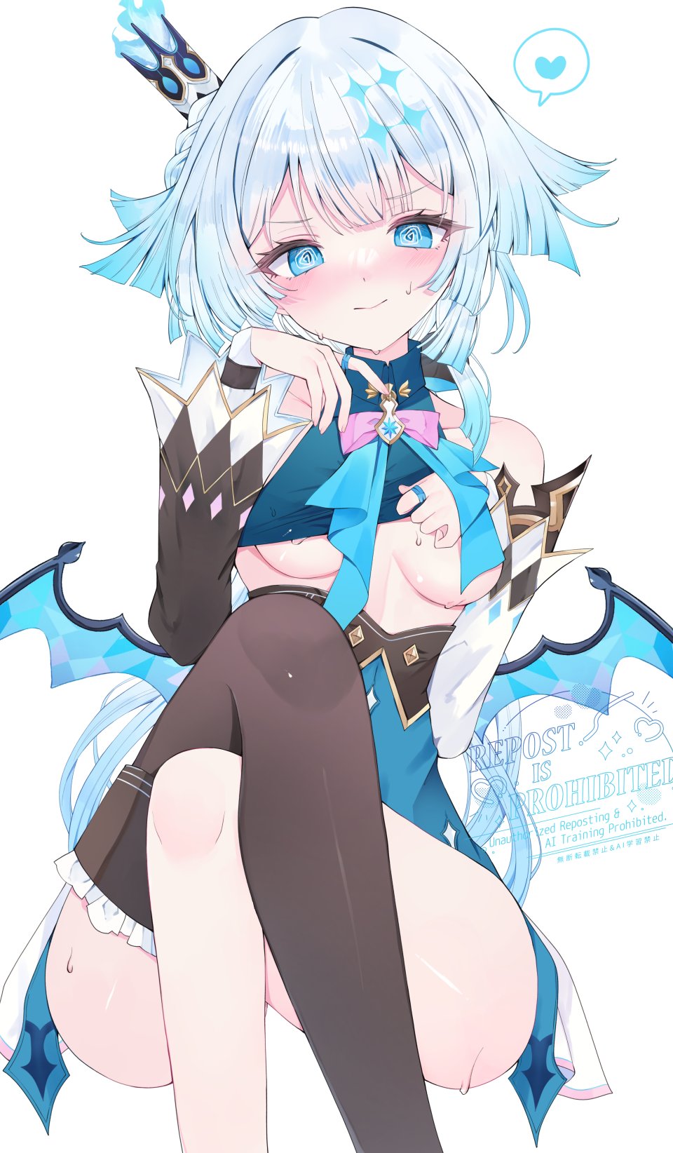 刻律德菈 崩坏：星穹铁道 Tsuyuri_Eri 黑丝 碧眼 青发 脸红 Breasts