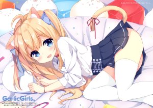 三村ざじゃ,九条だんぼ,garlicgirls,制服,猫耳,黑丝