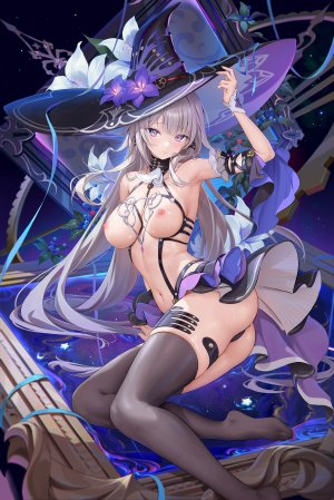 ほうき星,herta,崩坏：星穹铁道,breasts,cameltoe,garter,nipples,No-Bra,胖次,掀裙,丝袜,魔女