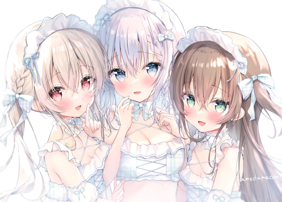 原创 飴玉コン 露肩 碧眼 脸红 三股辫 Breasts 茶发