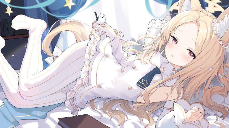 Pu_Ht 百合园圣娅 蔚蓝档案 兽耳 连衣裙 光晕 妖狐 萝莉