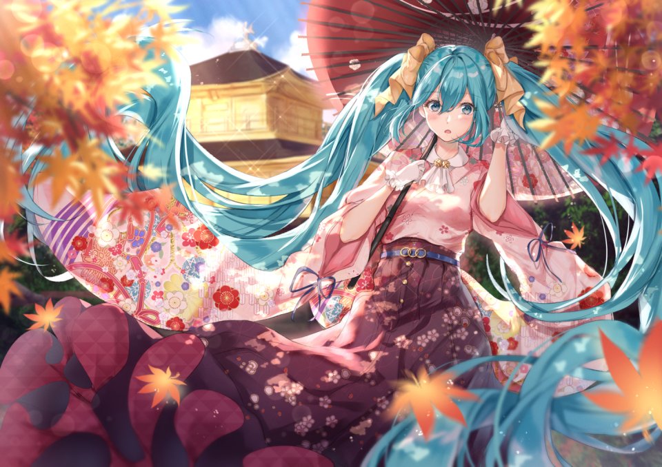 VOCALOID 初音ミク Nu10040904 Single 脸红 前发 双马尾 少女