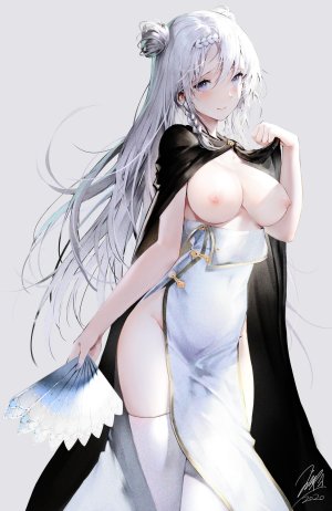 haori_iori,露胸,汉服,nipples,No-Bra,nopan,黑丝,羽織イオ,オリジナル,白髪,チャイナ服,満州服,鼠蹊部,チャイナドレス,マント,色白,ノーパン