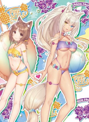 ネコぱら,sayori,兽耳,铃,水着,金发,breasts,茶发,猫耳,猫娘,猫尾,项圈,长发,露脐,短发,笑顔,泳装