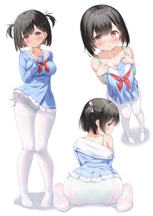qian_hen,breasts,回头看,坐姿