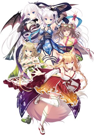 鷹乃ゆき,kouga_io,makibishi_nanako,nekoe_chika,Whirlpool,猫忍之心,neko-nin_exheart_spin!_2,兽耳,garter,和服,妖狐,猫耳,No-Bra,看穿,长筒袜,丝袜,翅膀