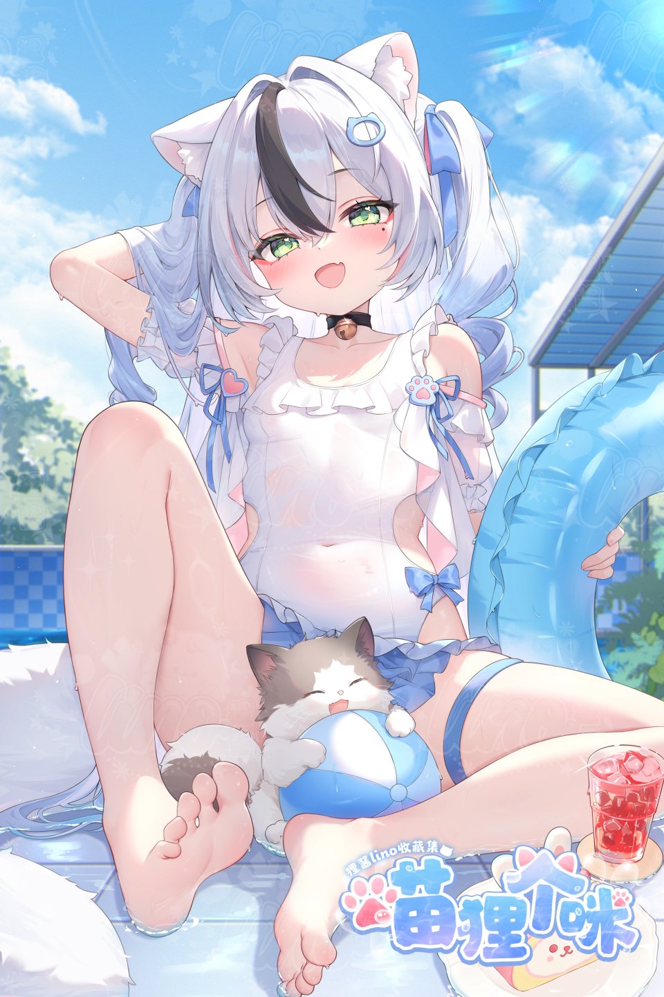 原创 Kuroida 兽耳 铃 黑发 Breasts 猫 猫耳