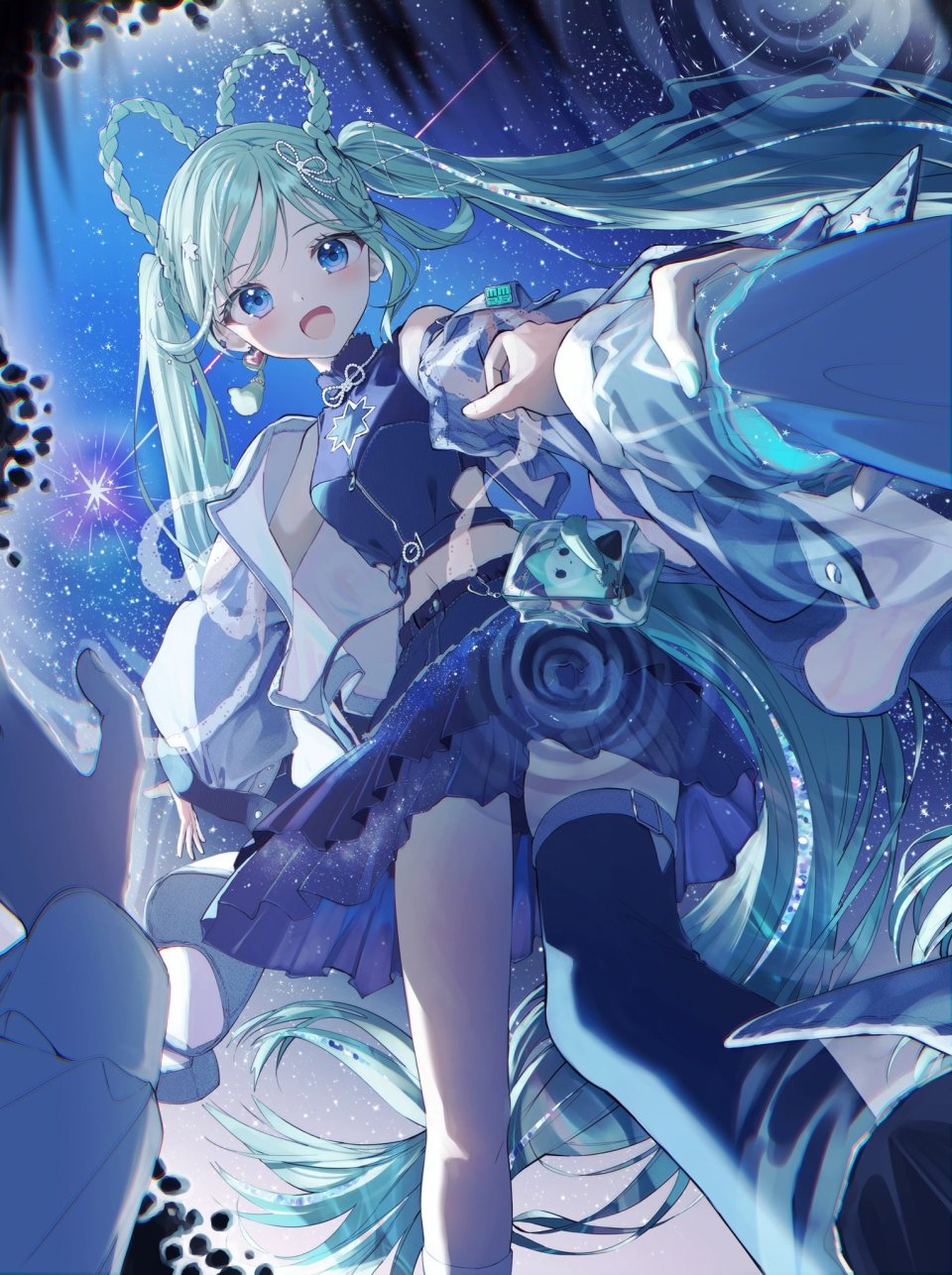 初音ミク Magical_Mirai_Miku 魔法未来演唱会 VOCALOID ぺんたごん 露肩 碧眼 脸红