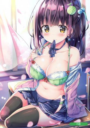 kurou,bra,cleavage,制服,黑丝,脱衣