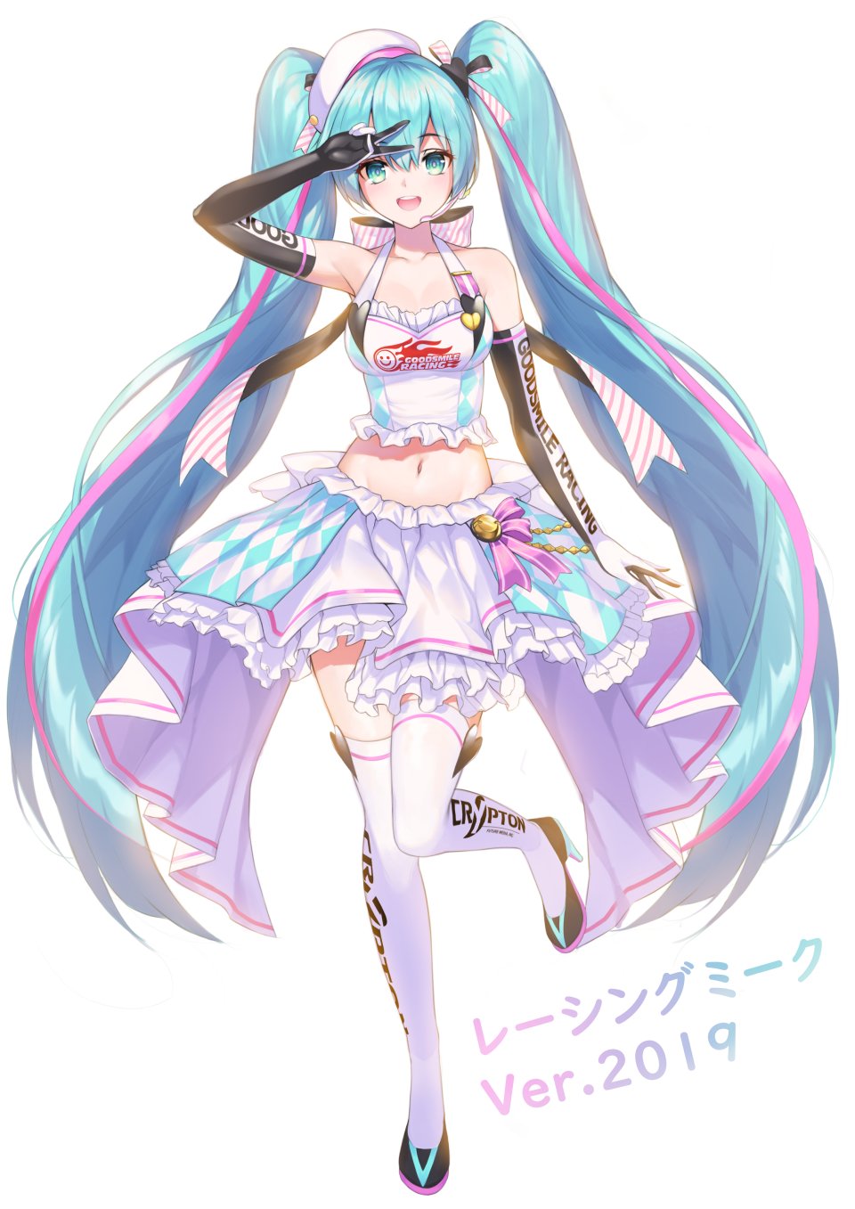 初音ミク 赛车初音 Goodsmile_Racing VOCALOID Nyun 胸部 長手袋 全身