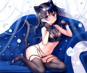 三輪フタバ,兽耳,Lingerie,猫耳,胖次,Stockings,黑丝