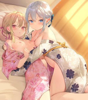 goldowl,breasts,萝莉,nipples,No-Bra,nopan,尖耳,浴衣