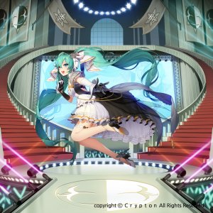 初音ミク,VOCALOID,mamima,连衣裙,長手袋,全身,手套,绿发,长发,開いた口,single,双马尾