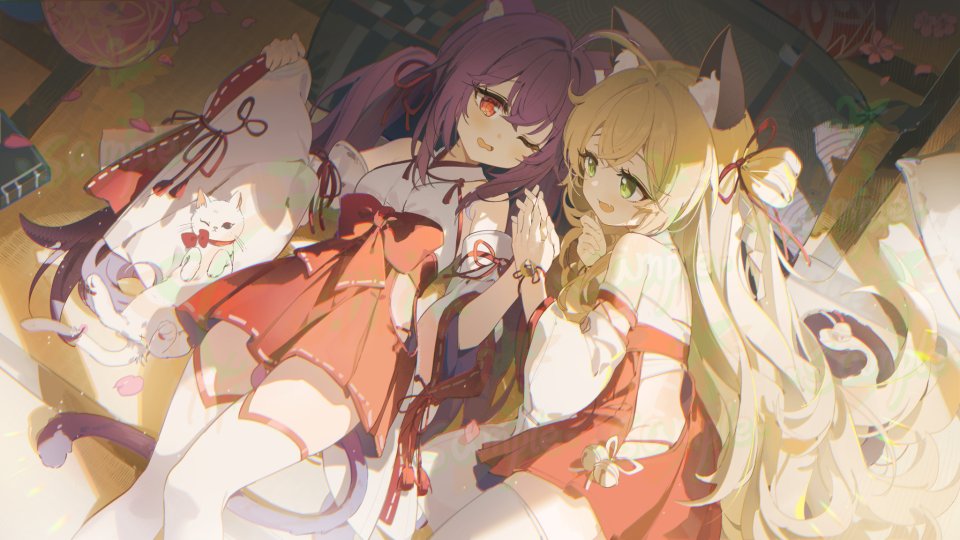 原创 Coria 兽耳 露肩 金发 绿色眼 长发 长袖
