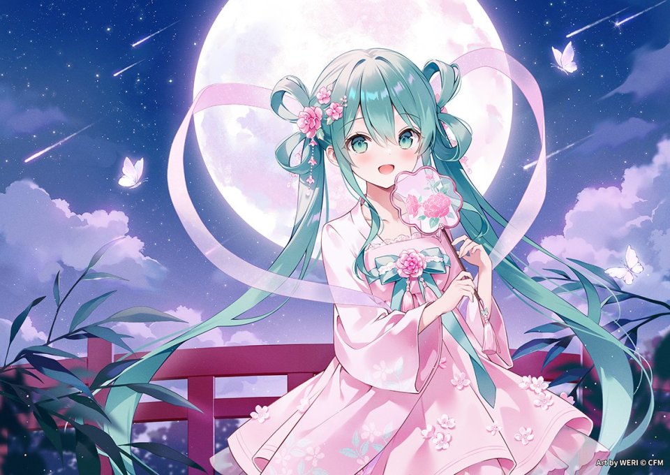 初音ミク Newdays VOCALOID Weri 脸红 Breasts 蝴蝶 连衣裙