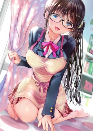 緒方てい,breast_hold,眼鏡,制服