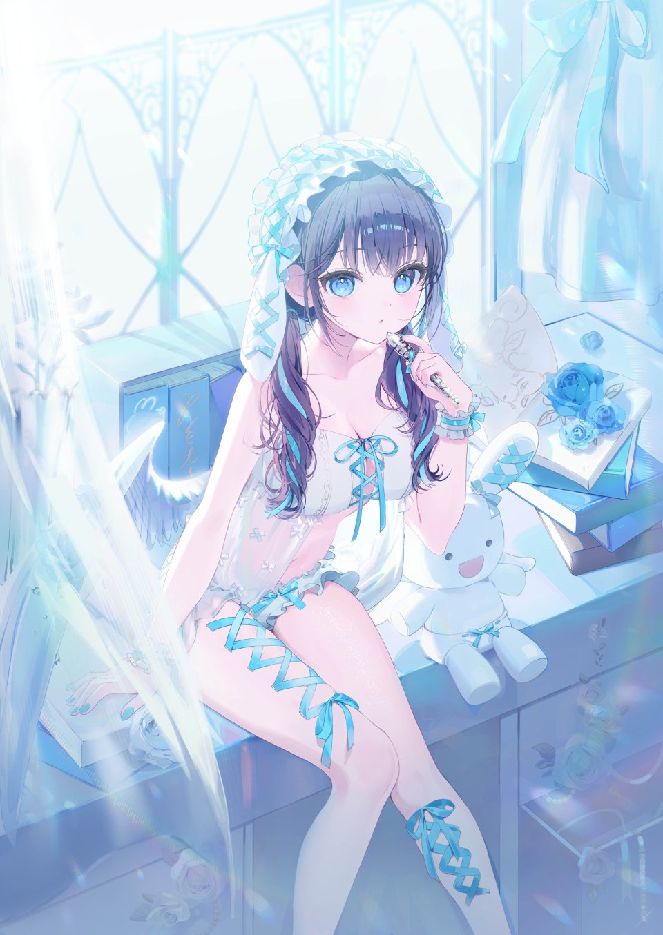 Atwomaru 兽耳 灯笼裤 兔耳 Lingerie 萝裙 看穿 翅膀