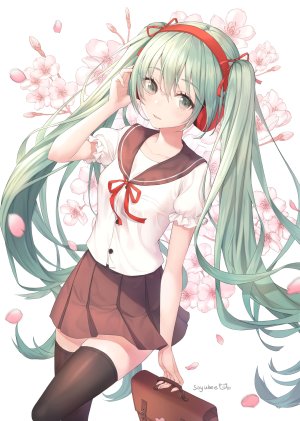 soyubee,初音ミク,VOCALOID,制服,黑丝